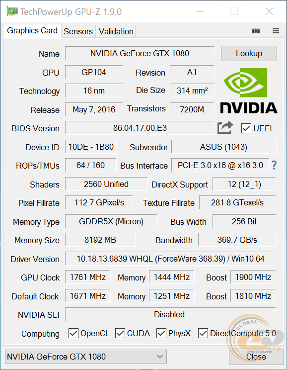 ASUS ROG STRIX GeForce GTX 1080 GAMING Advanced Edition (ROG STRIX-GTX1080-A8G-GAMING)