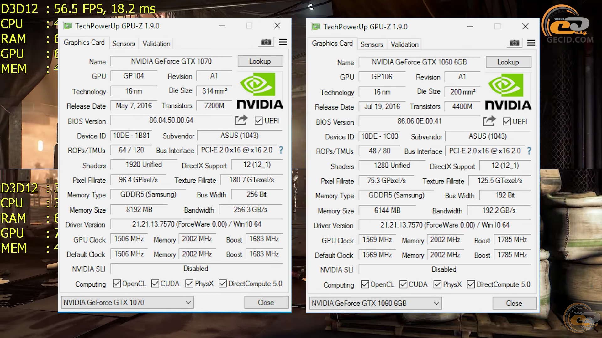 Сравнение GeForce GTX 1060 6GB и 