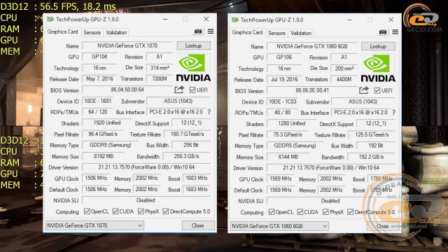 Сравнение видеокарт 1060 3 гб и 1070