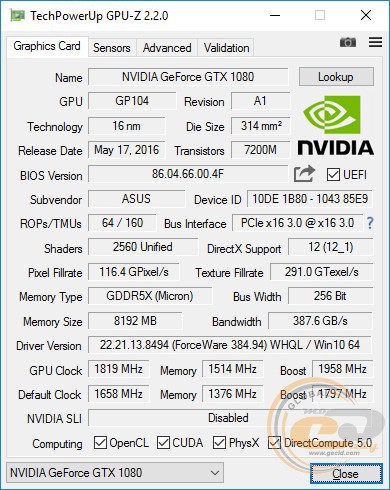 ROG STRIX GeForce GTX 1080 Advanced edition 8GB 11Gbps (ROG-STRIX-GTX1080-A8G-11GBPS)