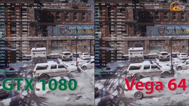 Radeon RX Vega 64 vs GeForce GTX 1080