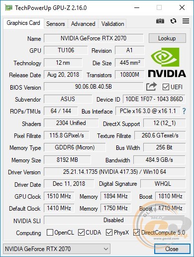 ASUS Dual GeForce RTX 2070 OC Edition (DUAL-RTX2070-O8G)