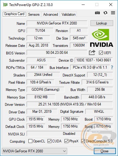 ASUS ROG STRIX GeForce RTX 2080 (ROG-STRIX-RTX2080-8G-GAMING)