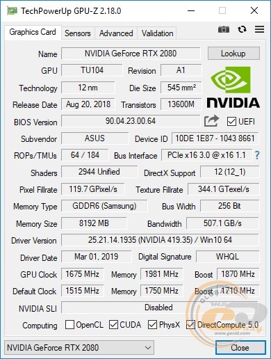 ASUS ROG STRIX GeForce RTX 2080 (ROG-STRIX-RTX2080-8G-GAMING)