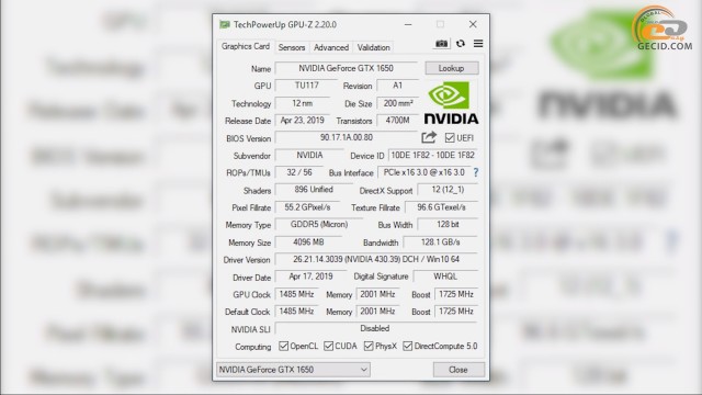 NVIDIA GeForce GTX 1650
