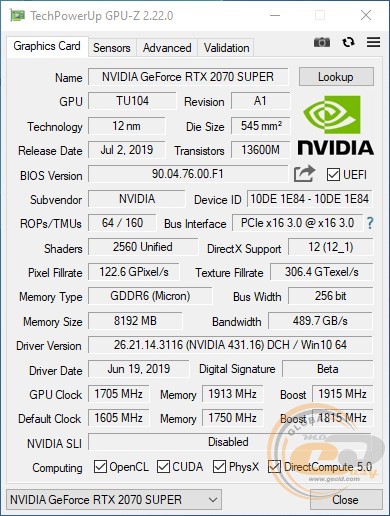 Palit GeForce RTX 2070 SUPER JS