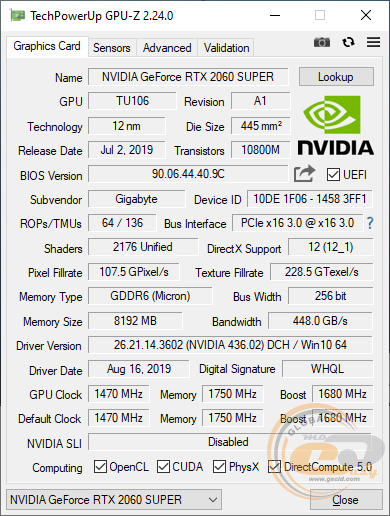 GIGABYTE GeForce RTX 2060 SUPER WINDFORCE OC 8G