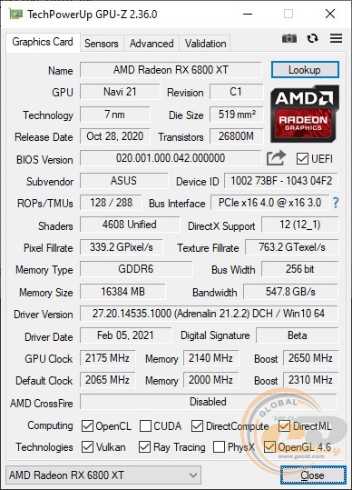 ASUS TUF Gaming Radeon RX 6800 XT OC Edition