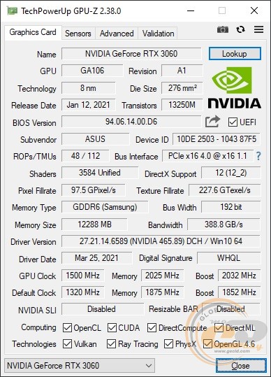 ASUS TUF-RTX3060-012G-GAMING